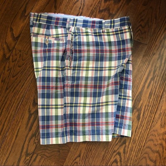 J.CREW Mens Madras Plaid Patchwork Flat Front Shorts Size 34 - Picture 3 of 6